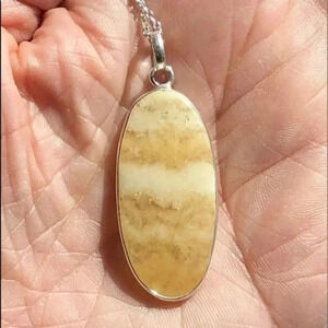 Authentic Coconut Jasper 925 Sterling Silver Necklace NWT